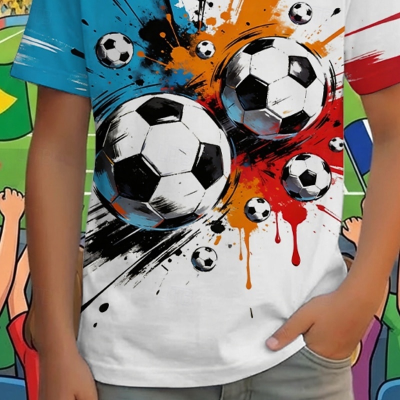 Boys' 3D Graphic Football T shirt Tee Short Sleeve 3D Print Summer Spring Sports Fashion Streetwear Kids 4-12 Years Crew Neck Casual Daily Outdoor Regular Fit 2026 - $14.49 –P3