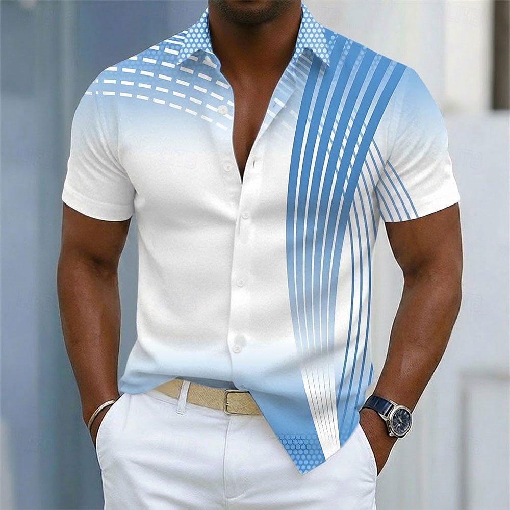 Voor heren Geometrisch Overgangskleur Abstracte kunst Overhemd Overhemd met knopen Casual overhemd Korte mouw Zakelijk informeel Dagelijks Buiten Vakantie Zomer Lente Strijkijzer 3D-afdrukken shirts 2026 - $25.99 –P1