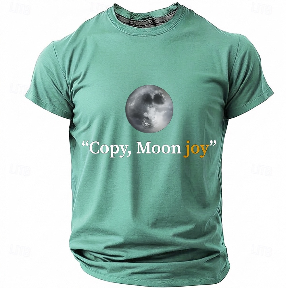 Men's "Copy, Moon joy" Full Moon Graphic T Shirt Short Sleeve Crew Neck Astronomy Space Lover Sarcastic Humor Quote Teal Blue Relaxed Fit Birthday Gift Designer Clothing Apparel 2026 - $18.99 –P13