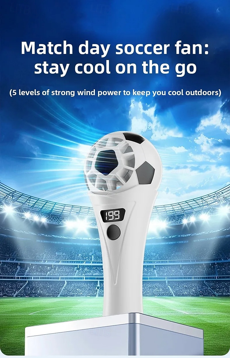 Soccer Handheld Fan, Portable Mini Fan with 199 Wind Speeds & LED Digital Display, USB Rechargeable Personal Football Fan for Match Day, Outdoor Sports, Travel, Gifts for Kids & Fans 2026 - $12.99 –P1