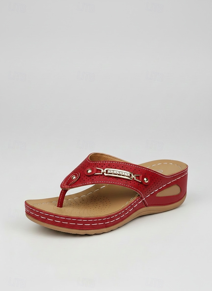 kvinnors komfortkil-thongsandaler, vadderade platåsandaler för sommarstrandpromenader 2026 - $24.99 –P4