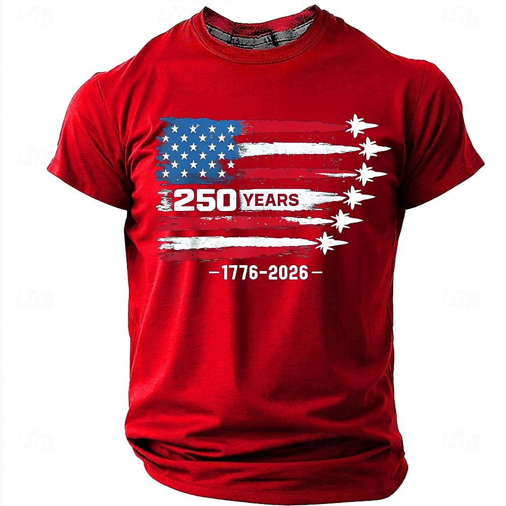 4 juli 2026 250:e Herr Amerikanska amerikanska flaggan Rolig Slang T-shirt Kortärmad T-shirt 3D-tryck Rund hals Skjorta Mode Dagligen Dagligen Gata Blå Ljusblå Grapefruktljung Sommar Vår Kläder S M L 2026 - $19.99 –P10