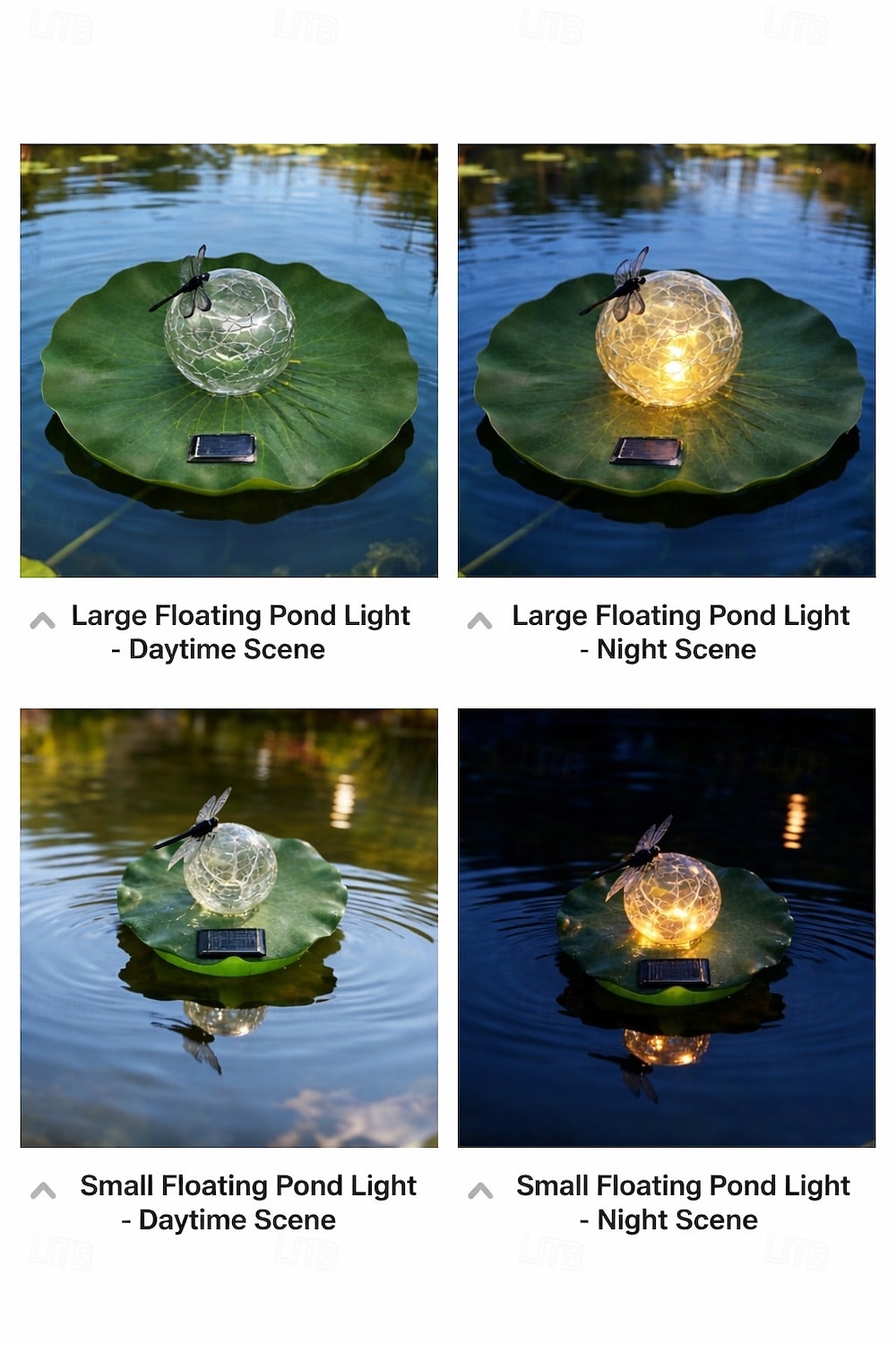 1 Pc Outdoor Solar Waterproof Lily Pad Dragonfly LED Floating Crackle Glass Sphere Light for Pool, Pond, Fountain, Aquarium – Decorative Landscape Lighting 2026 - $14.49 –P4