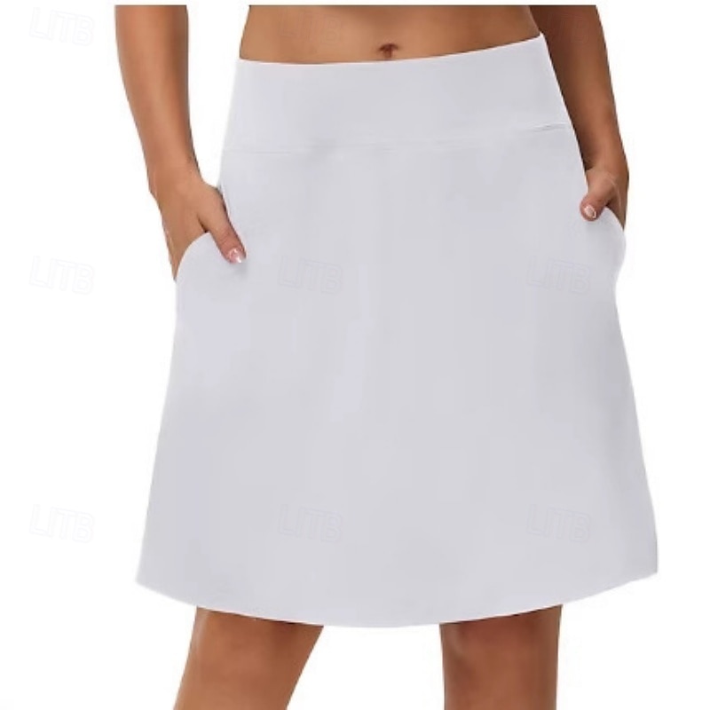 Femmes Couleur Unie Jupe décontractée Jupes de tennis avec shorts Jupe de sport Avec Poches Taille haute Élastique Évacuation de la transpiration Respirant Tennis Le golf Course Jupe Jupe-short Gris de 2026 ? $11.49 –P5