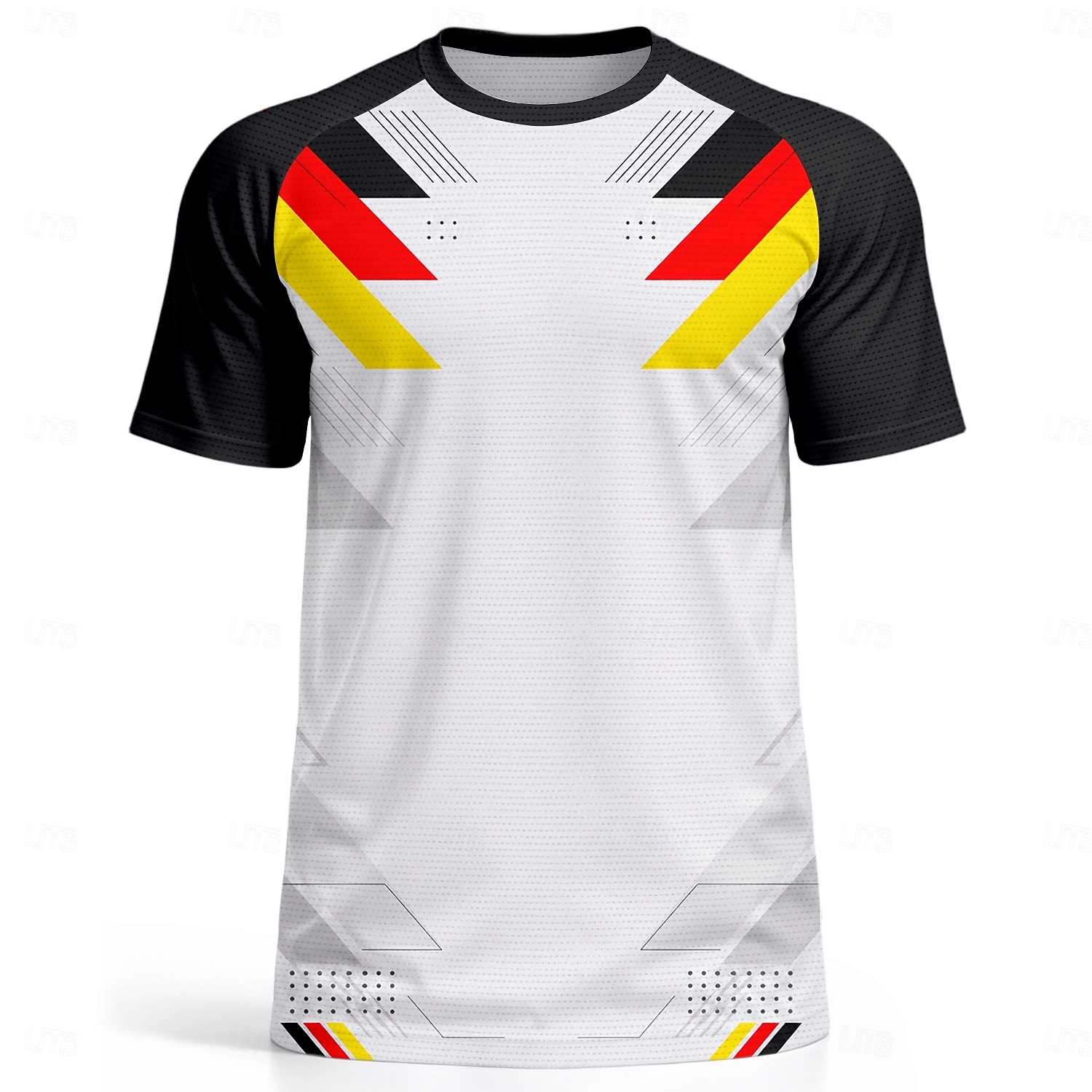 Men's Soccer Jersey T-Shirt Round Neck Short Sleeve Breathable Mesh Tournament UPF50+ Germany Black White Red Yellow Geometric Gradient Design 2026 - $18.99 –P2