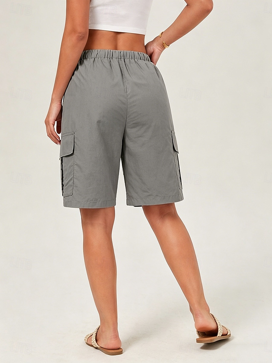 Pentru femei Bermude Pantaloni Scurți Cargo chinez Pantaloni Scurți Vacanță Șic Stradă De Bază Scurt Talie medie Simplu Cordon Buzunar Comfortabil Respirabil Inelastic Zilnic În aer liber Vacanță Gri 2026 - $34.99 –P4