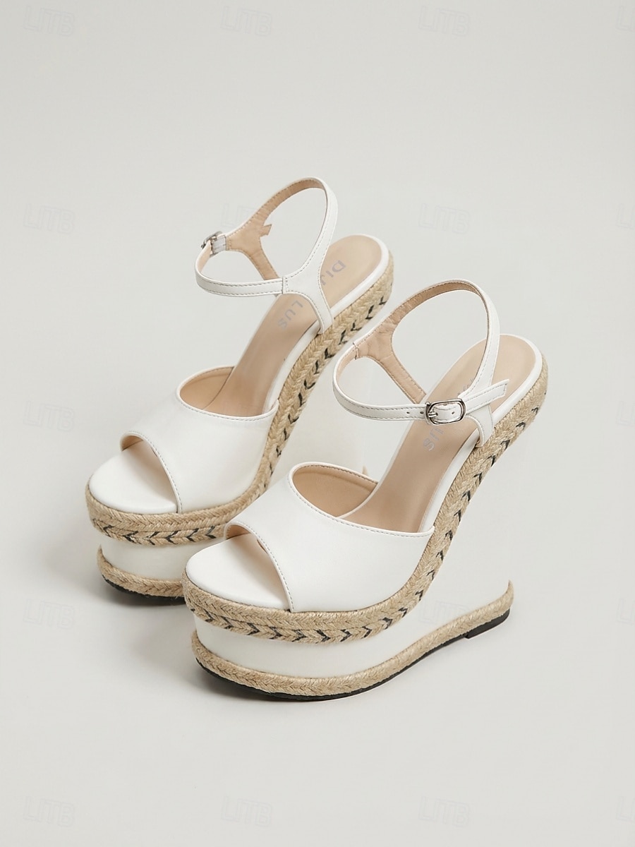 Women's White Platform Wedge Sandals, Open Toe Ankle Strap Party Heels for Summer Events, Night Out & Vacation 2026 - $46.99 –P3