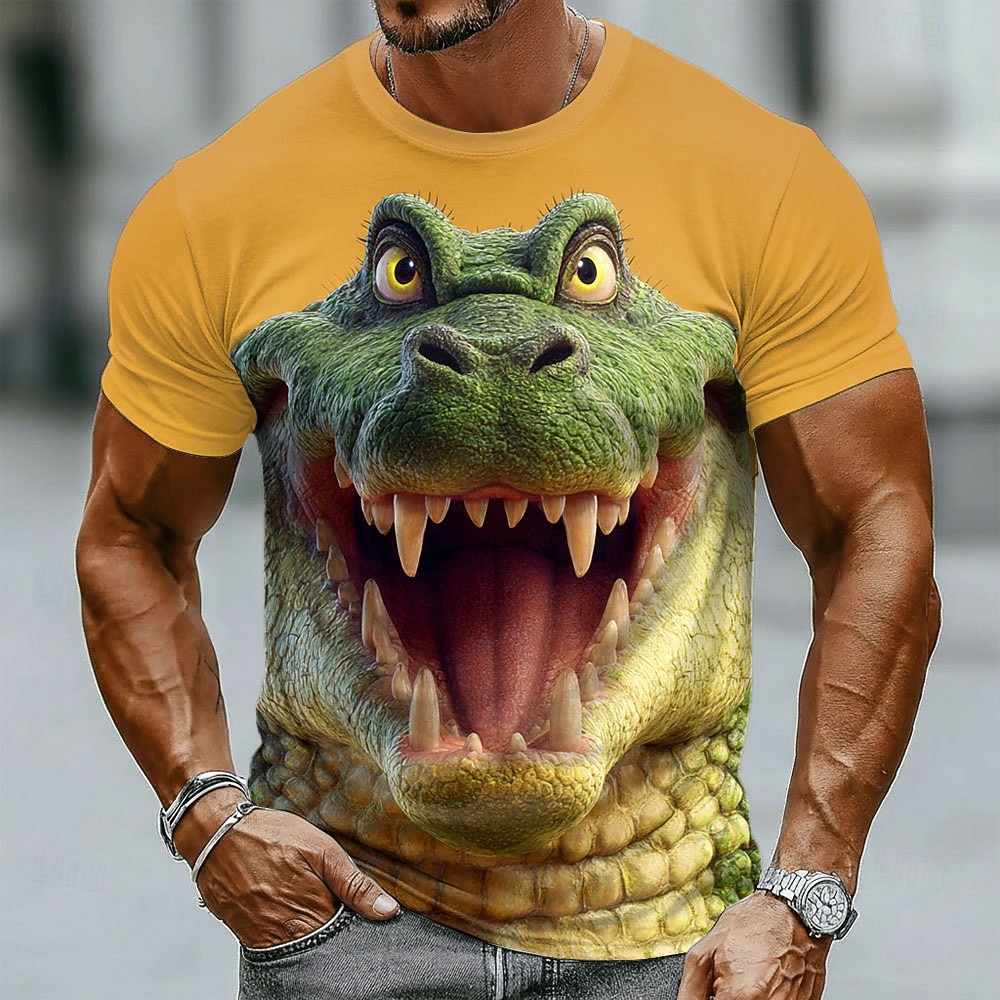 Men's Alligator Crocodile Open Mouth Sharp Teeth Funny Cool Streetwear Hip Hop Wildlife T Shirt Crew Neck Short Sleeve All Over Print Regular Fit Casual Street Wear Party Outdoor Designer Clothing App 2026 - $19.99 –P2