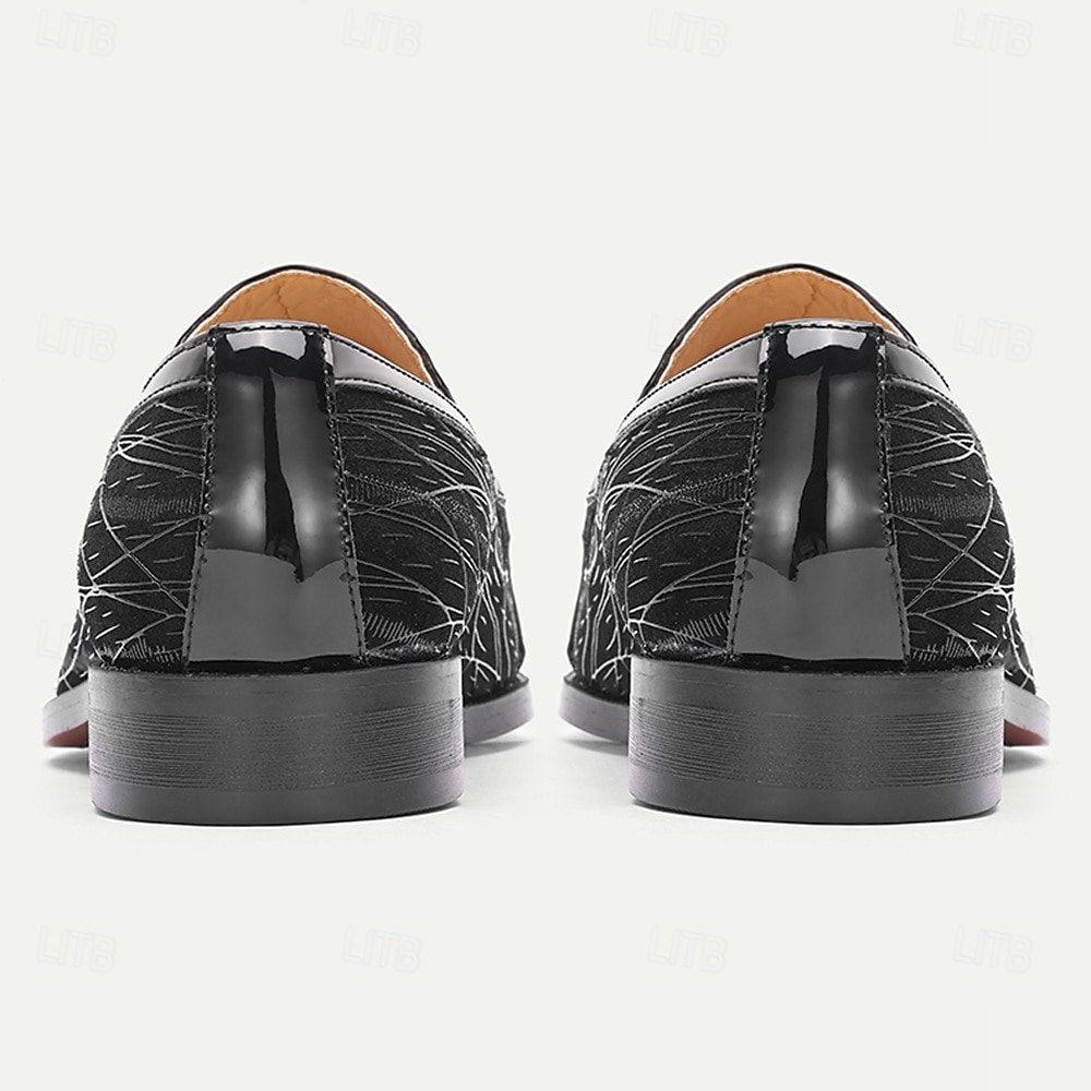 Premium herenloafers van echt zwart lakleer met spitse neus en franjes, geschikt voor zakenlieden, bruiloftsgasten, banketten, feesten en luxe avondkleding. 2026 - $109.99 –P5