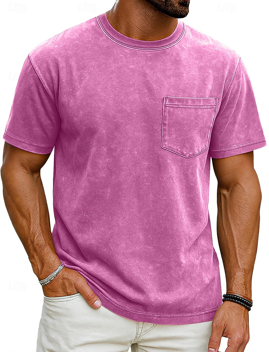 Per uomo Maglietta Camicia 100% cotone lavaggio acido Manica Corta Girocollo Estate Primavera Tutte le stagioni Tinta unica Elegante Vintage Neutro Tasca Tinto in capo angosciato Casuale Casa del 2026 a $20.99 –P7