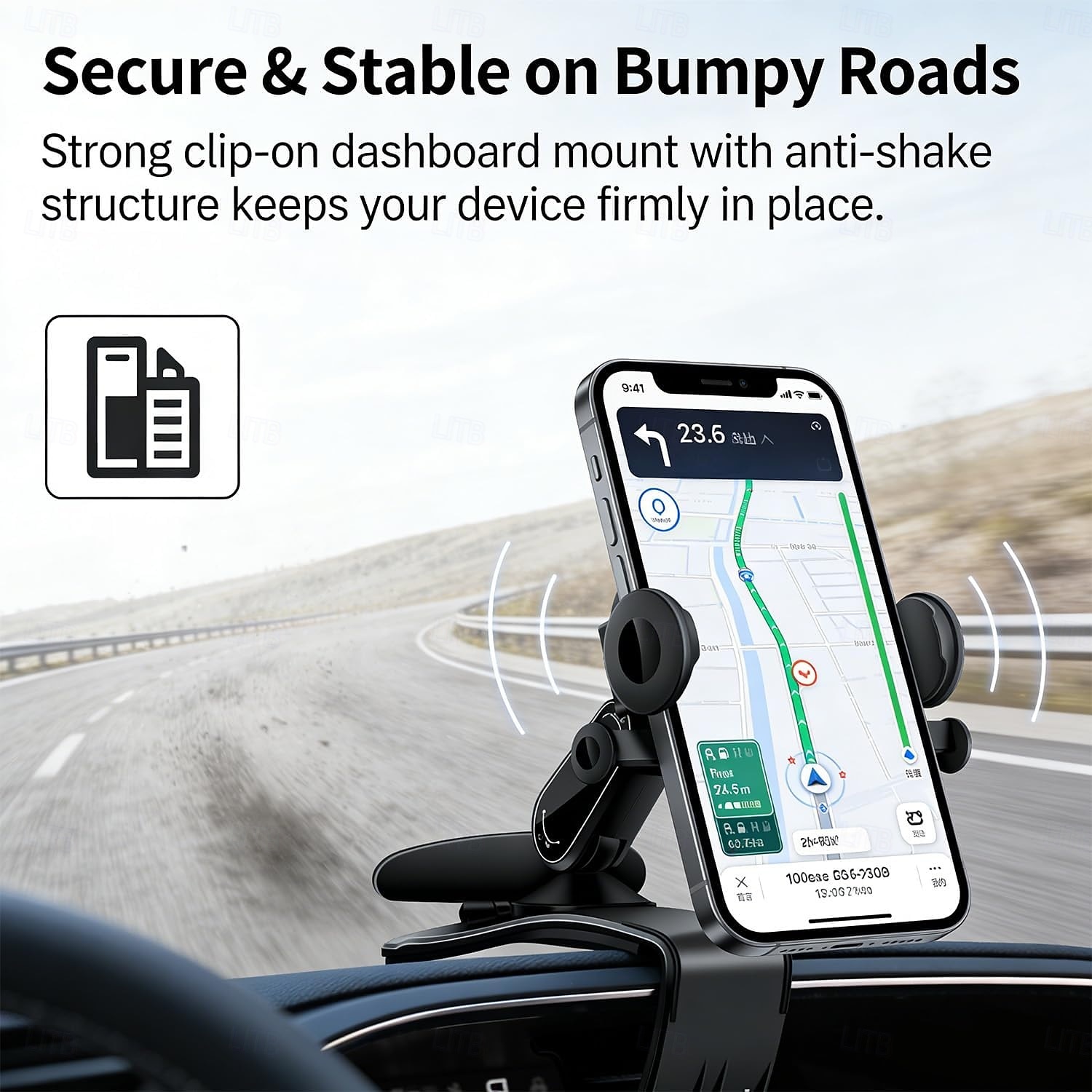 Soporte universal de 360° para teléfono móvil en el salpicadero de tu coche, con clip de resorte, brazo ajustable con abrazadera para teléfono móvil, soporte para smartphones de 4 a 7 pulgadas, sin 2026 - $13.99 –P4