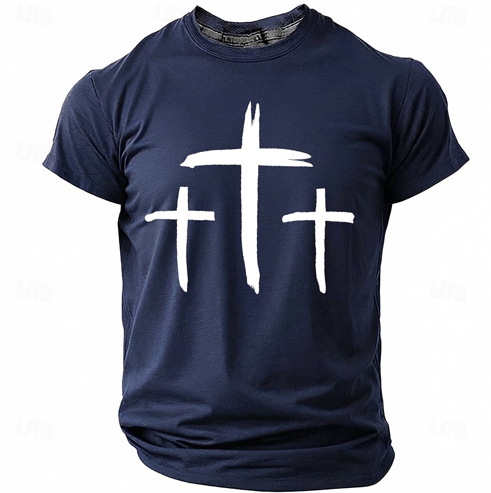 Hombre Cruz Camiseta Manga Corta Camiseta Impresión 3D Cuello Barco Camisa Moda Design Sencillo Casual Diario Fiesta Rojo Verano Primavera Ropa S M L XL XXL XXXL 2026 - $18.99 –P4