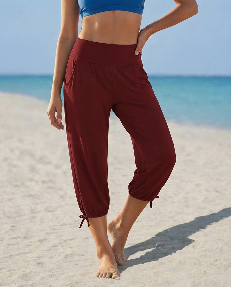 Per donna Pantaloni capri Vacanza Essenziale Lunghezza al polpaccio Misura del girovita medio Tinta unica Semplice Comodità Alta elasticità Blu Rosso violaceo Grigio chiaro Grigio scuro Estate del 2026 a $20.99 –P5