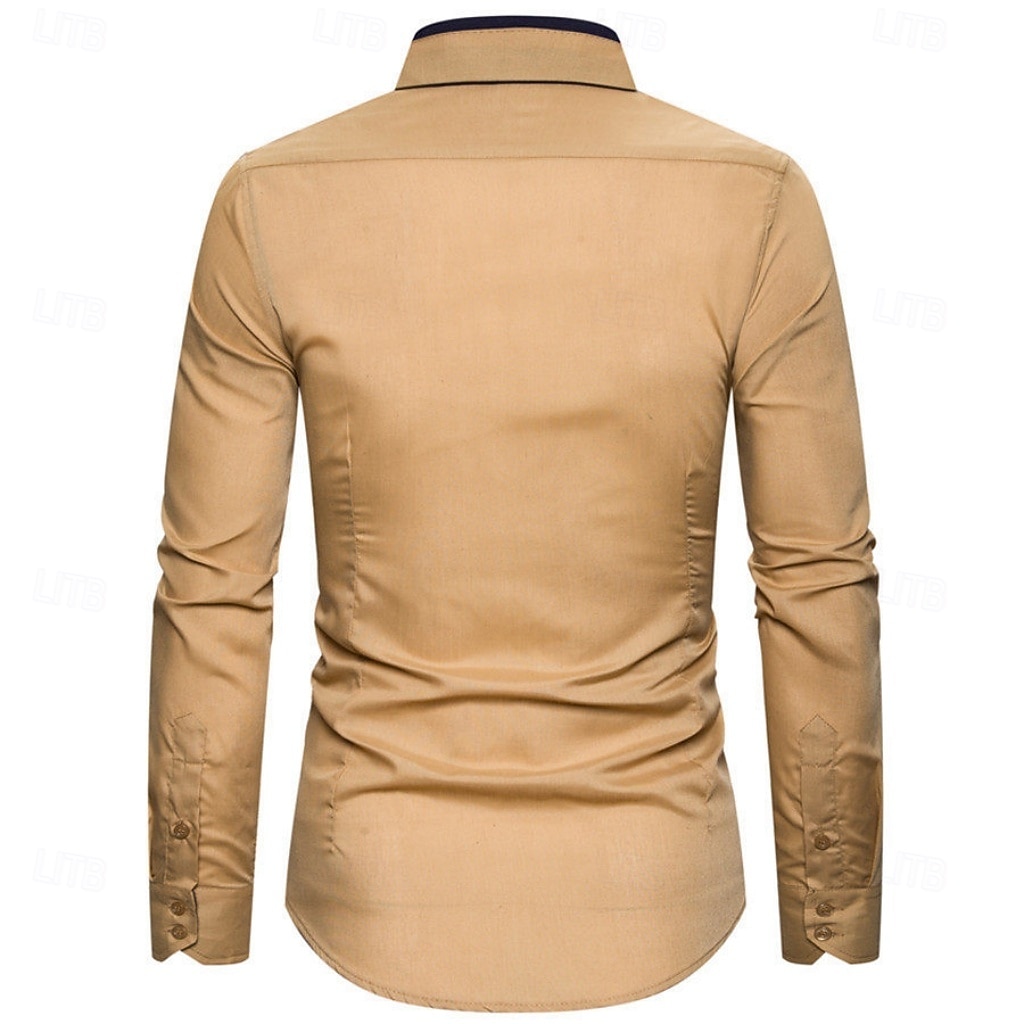 2026年 男性用 シャツ ドレスシャツ ボタンダウンシャツ 純色 アウトドア ビジネス ブルー ブラック ホワイト ピンク 長袖 折襟 夏 春 衣類 ボタン  コレクション – $22.99 –P15