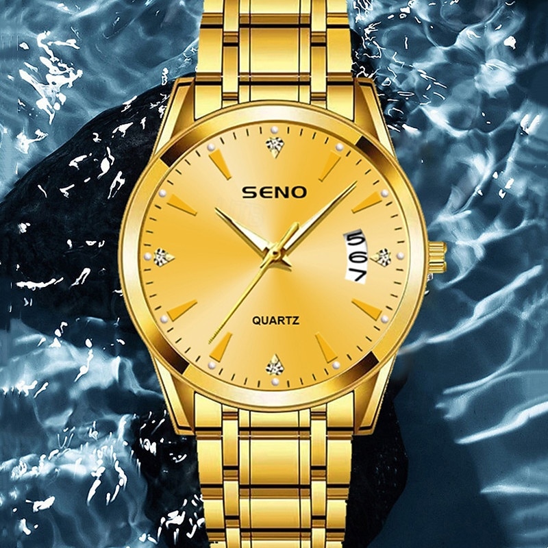 Orologio da polso di lusso da uomo in oro, al quarzo, elegante e alla moda, con bracciale a maglie in acciaio inossidabile, datario, impermeabile, orologio classico ed elegante, regalo perfetto per del 2026 a $16.99 –P8