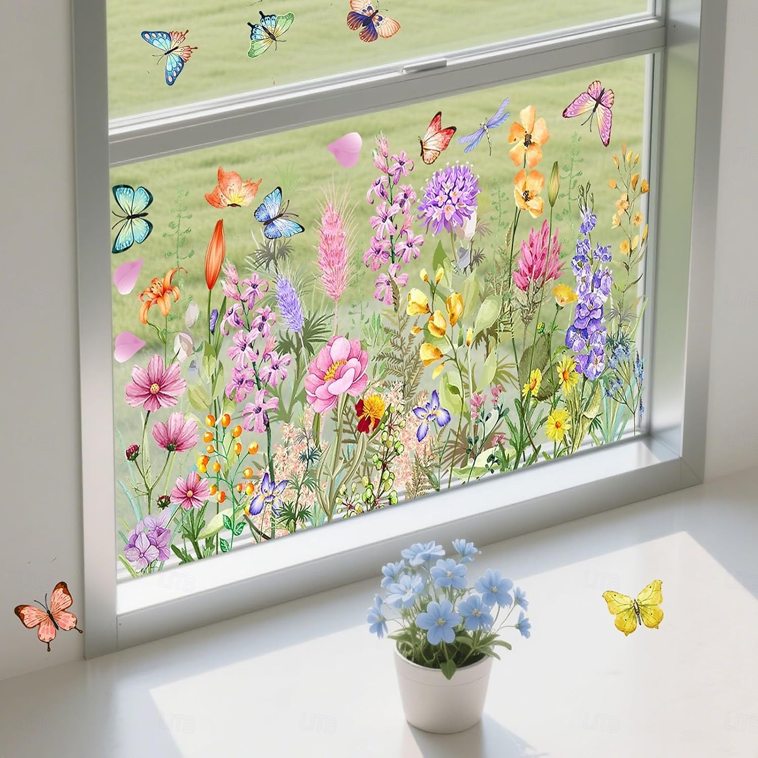 2 Sets bunte Fensteraufkleber mit Blumenstraußmotiv, abnehmbare Blumen-Fensteraufkleber für Glas, doppelseitig, individuell zuschneidbar für Zuhause &Bürogestaltung 2026 - $20.99 –P4