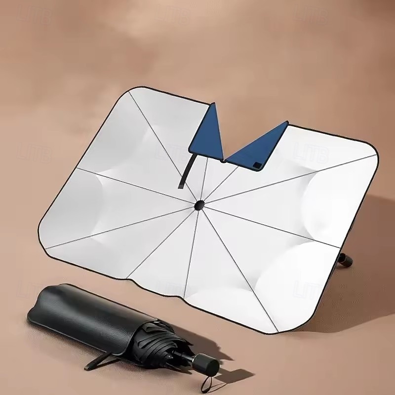 Car Windshield Sun Shade Umbrella, Foldable Front Window Sunshade with Rearview Mirror Cutout, Reflective Heat Shield Blocks 99% UV Rays for Sedan SUV Truck, Keeps Car Cool, Leather Case 2026 - $23.99 –P3