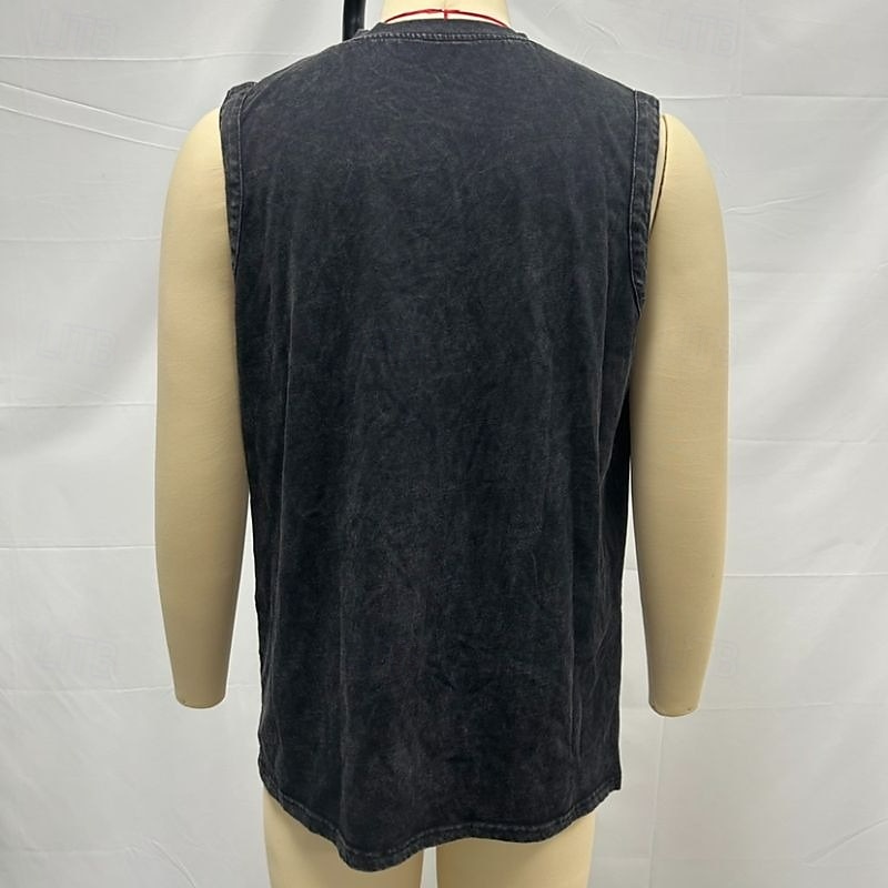 SoftFade™ Canotta da Uomo Top Canotta Camicia Denim Camicia Acid Wash Maniche Senza Maniche Con Cappuccio Zip Henley Estate Primavera Piana Base Cappuccio Casual Vacanza Strada Viola Top T-Shirt per del 2026 a $23.99 –P6