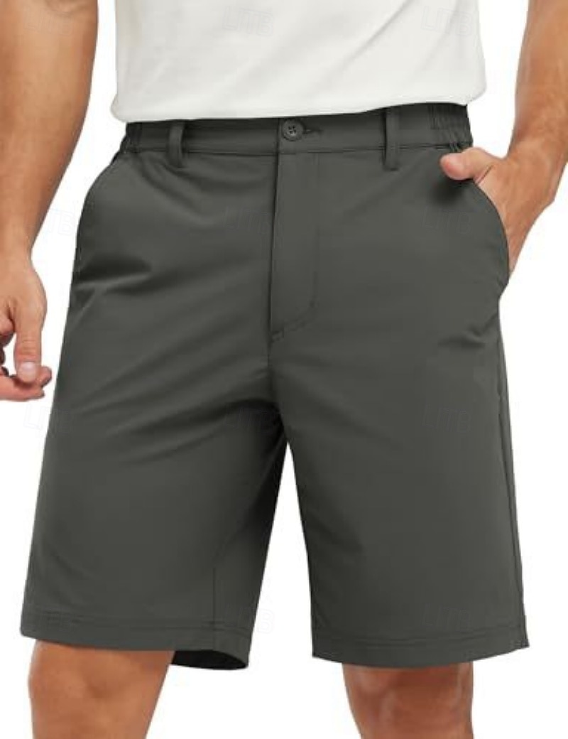 Men's Dress Shorts Business Casual Shorts Golf Shorts Pocket Elastic Waist Plain Waterproof Comfort Knee Length Outdoor Business Work Fashion Streetwear Black Navy Blue Inelastic 2026 - $24.99 –P1