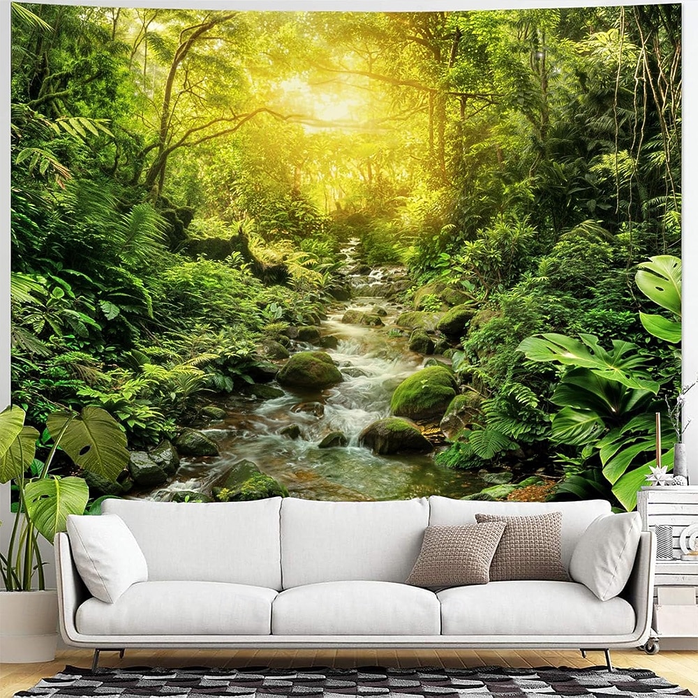 Nature Forest Wall Tapestry Sunrays Sunlight Through Trees Landscape Wall Hanging Misty Woodland Mossy Pine Forest Scenery Large Fabric Poster for Bedroom Living Room Zen Decor 2026 - $20.99 –P1