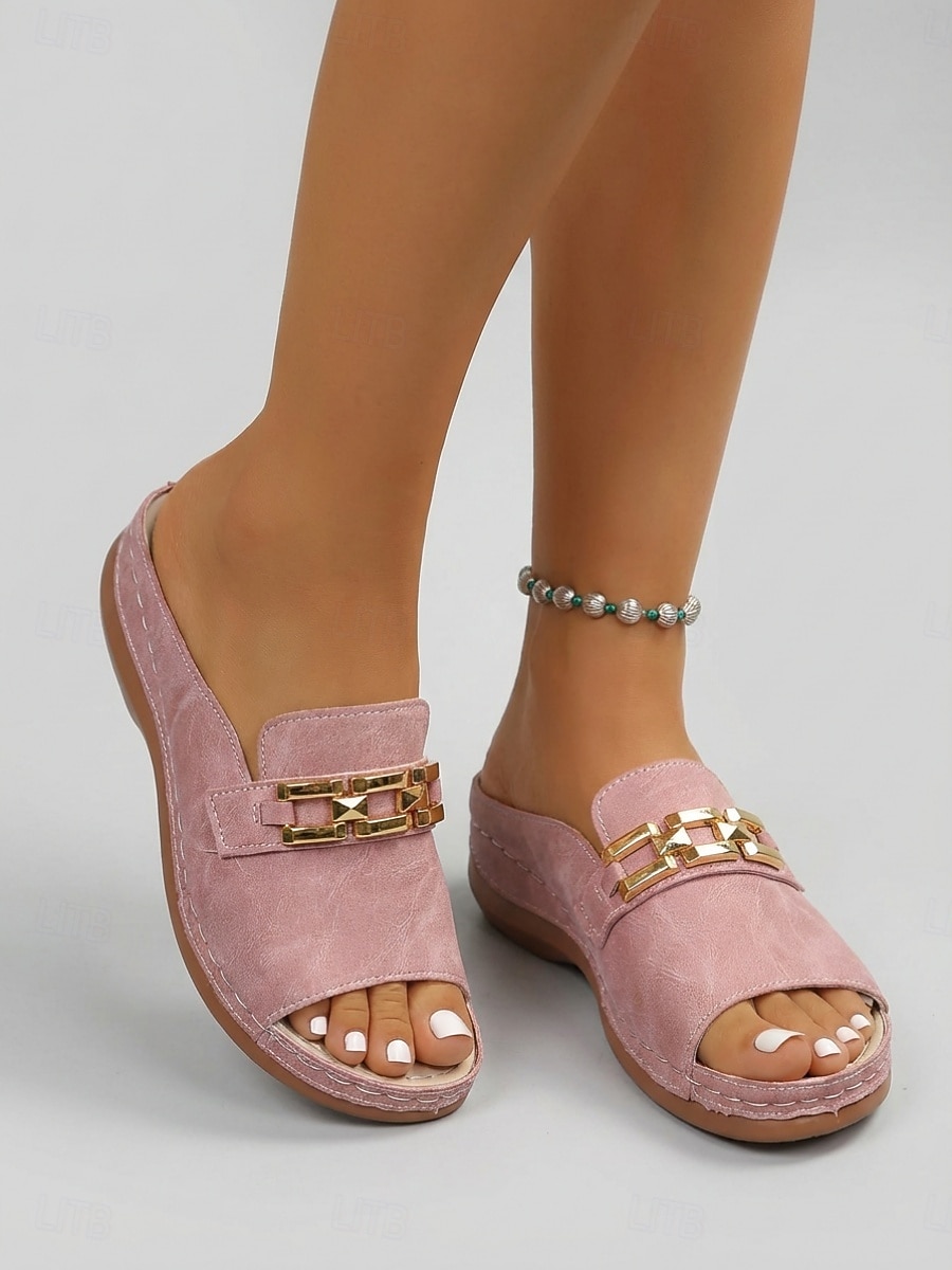 Women's Pink Clog Sandals – Open Toe Hand-Stitched Comfort Sandals with Metal Buckle For Garden, Travel & Casual Daily Wear 2026 - $26.99 –P3