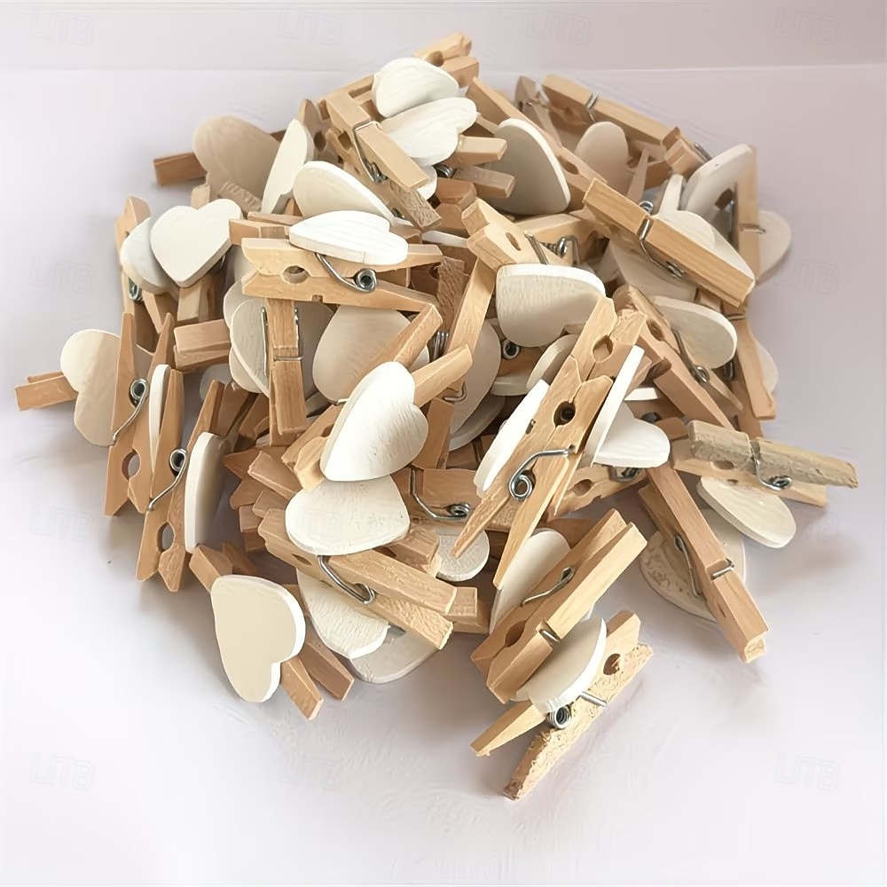 100 mollette di legno a forma di cuore, perfette per lavori creativi, esposizioni di foto, bomboniere, decorazioni fai da te, piccole mollette per scrapbooking &progetti artistici del 2026 a $15.99 –P10