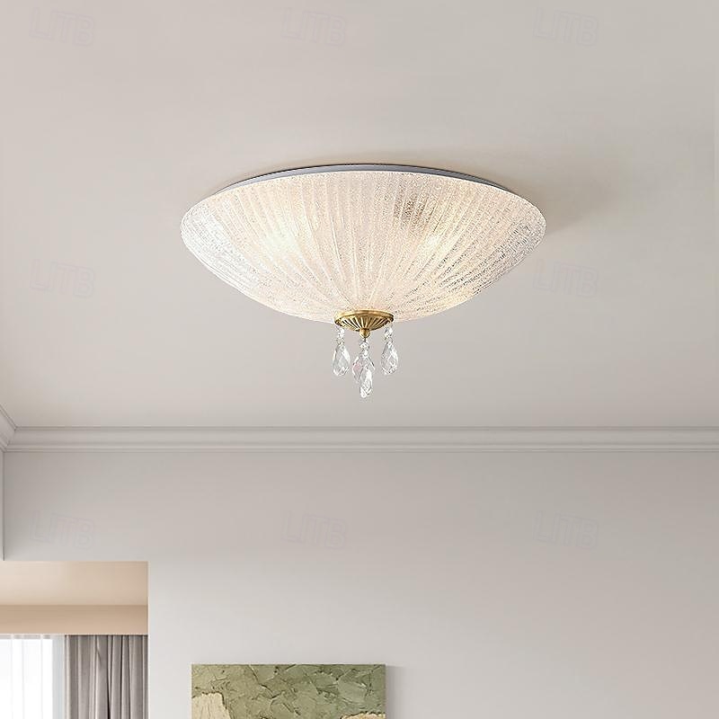 Modern Minimalist Round Dome Glass Crystal Full Copper Chandeliers 2/3/4 Light E14 Flush Mount Ceiling Light For Bedroom 110-240V 2026 - $208.59 –P2