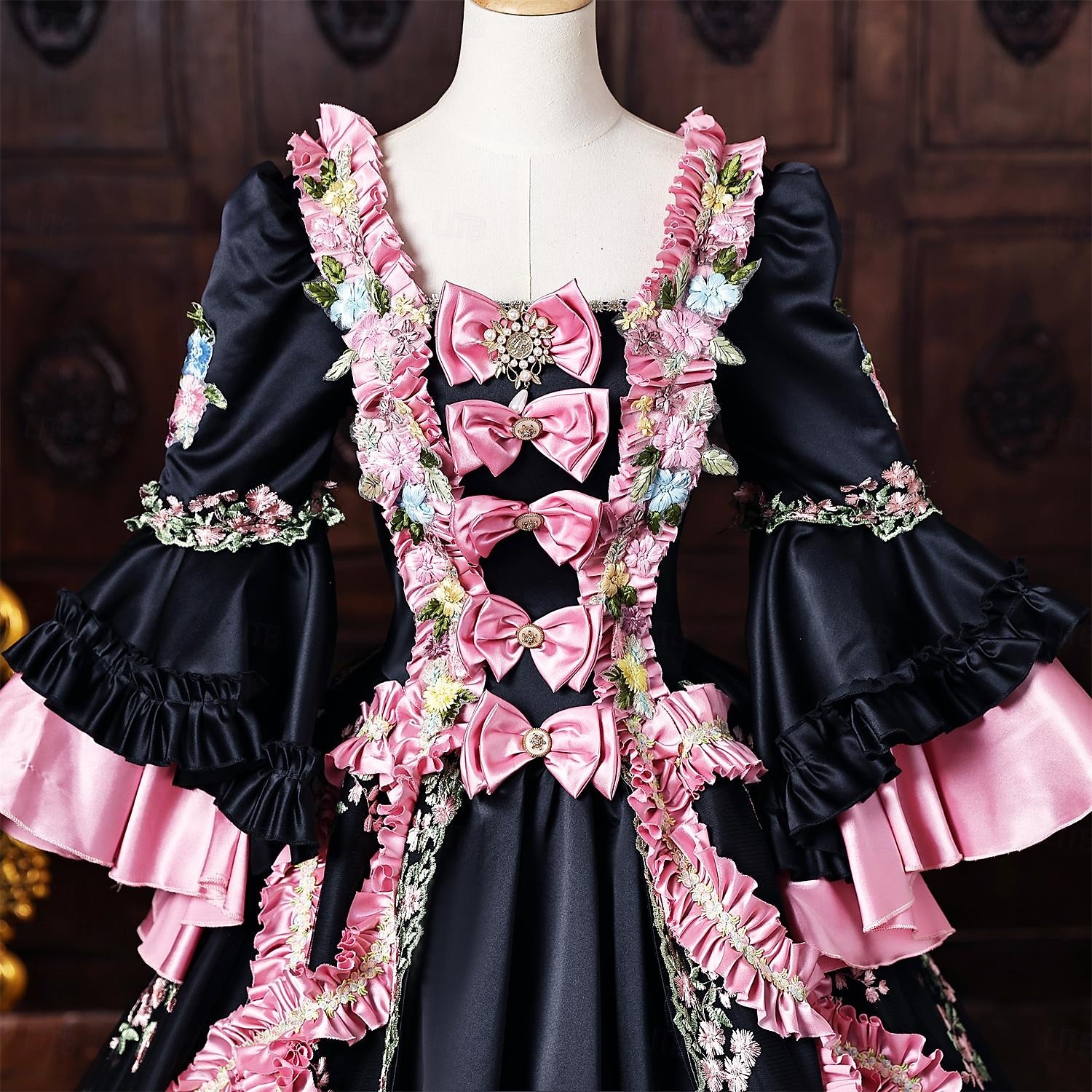 Rococo Baroque Ball Gown Floor Length Dress Ball Gown Long Sleeves Princess Bridal Bow Floral Ball Gown Square Neck Fancy Dress Women's Royal Halloween Carnival Masquerade Prom Tea Party Party 2026 - $327.49 –P6