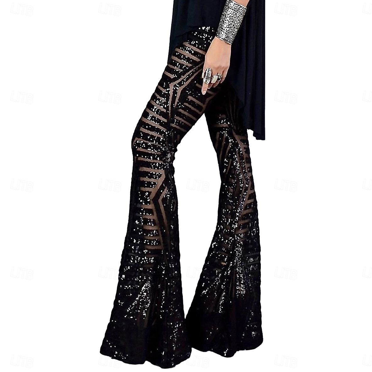 Retro Antiguo Disco Años 80 Pantalones Pantalones acampanados Disco Lentejuelas Arte deco Disfraz Mujer Víspera de Todos los Santos Carnaval Discoteca Festival de Música Fiesta Adulto Pantalones 2026 - $53.99 –P6