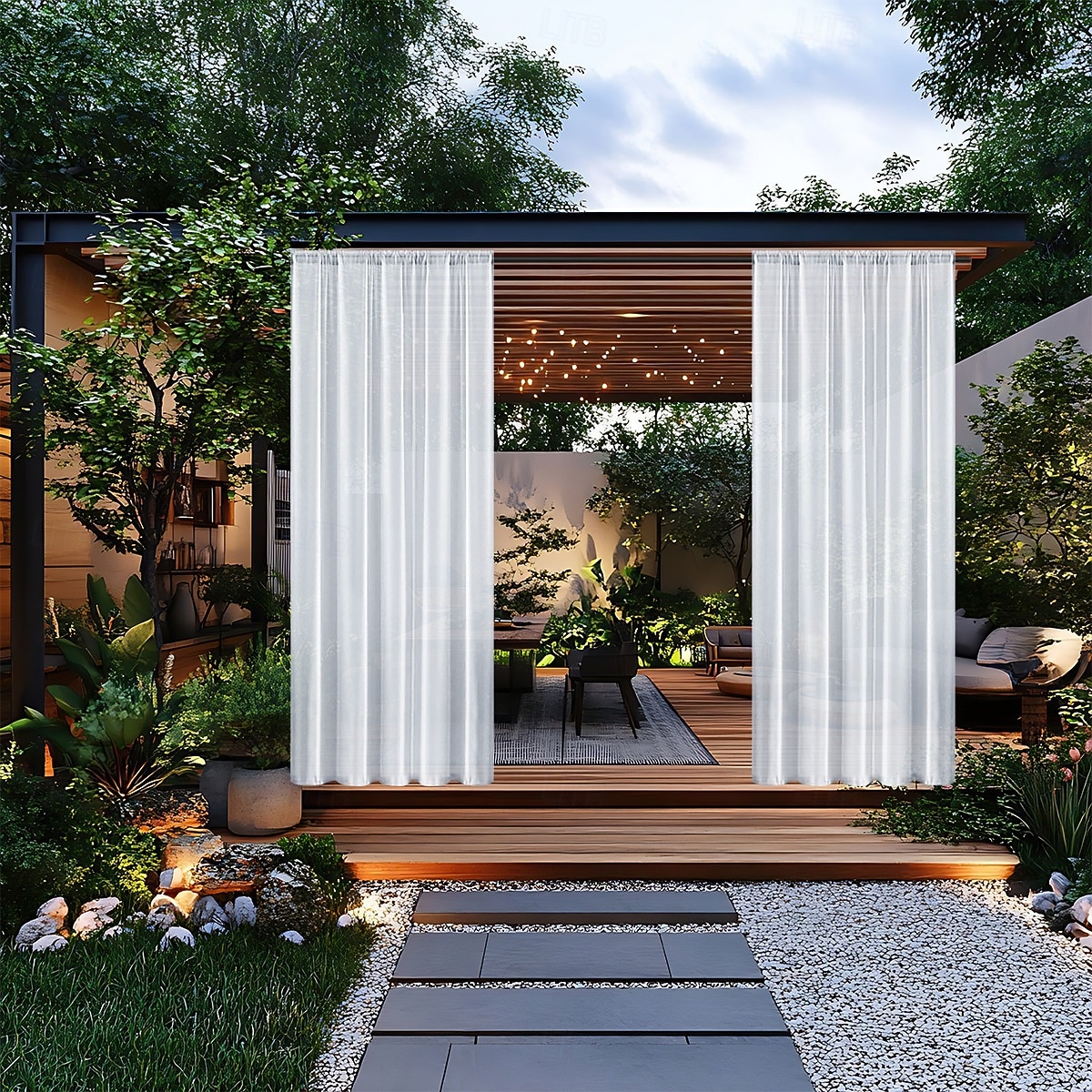 Panneau de rideau imperméable d'extérieur bleu, rideau à œillets pour pergola, gazebo, porche, balcon, cabane de jardin, résistant aux intempéries de 2026 ? $18.99 –P8