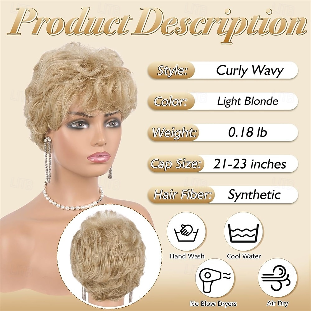 Blonde Pixie Wigs for Women - Short Natural Layered Haircut Synthetic Heat Resistant Hair Wig for Daily Costume Light Blonde 2026 - $30.99 –P3