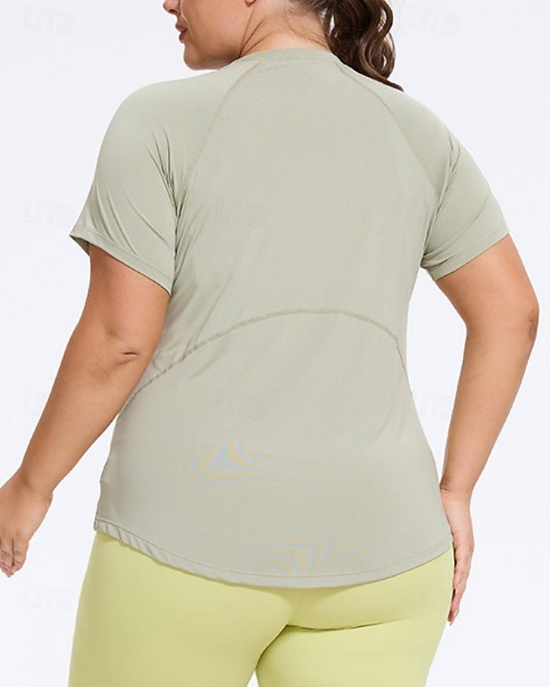 Women's Yoga Tops Workout Tops Crew Neck Skin Friendly Lightweight Comfortable Plus Size Short Sleeve Sports Solid Color Top For Gym Workout Running Fitness Loose Fit Activewear 2026 - $22.99 –P8