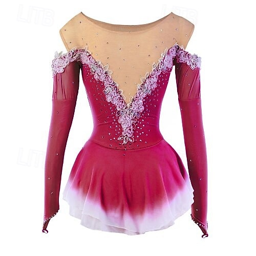 Eiskunstlaufkleid Damen Mädchen Eislaufen Kleider Gelb Rosa Dunkellila Patchwork Gitter Spandex Hochelastisch Wettbewerb Eiskunstlaufkleidung Kristalle Dummes Licht Modisch Langarm Eislaufen 2026 - $134.99 –P15