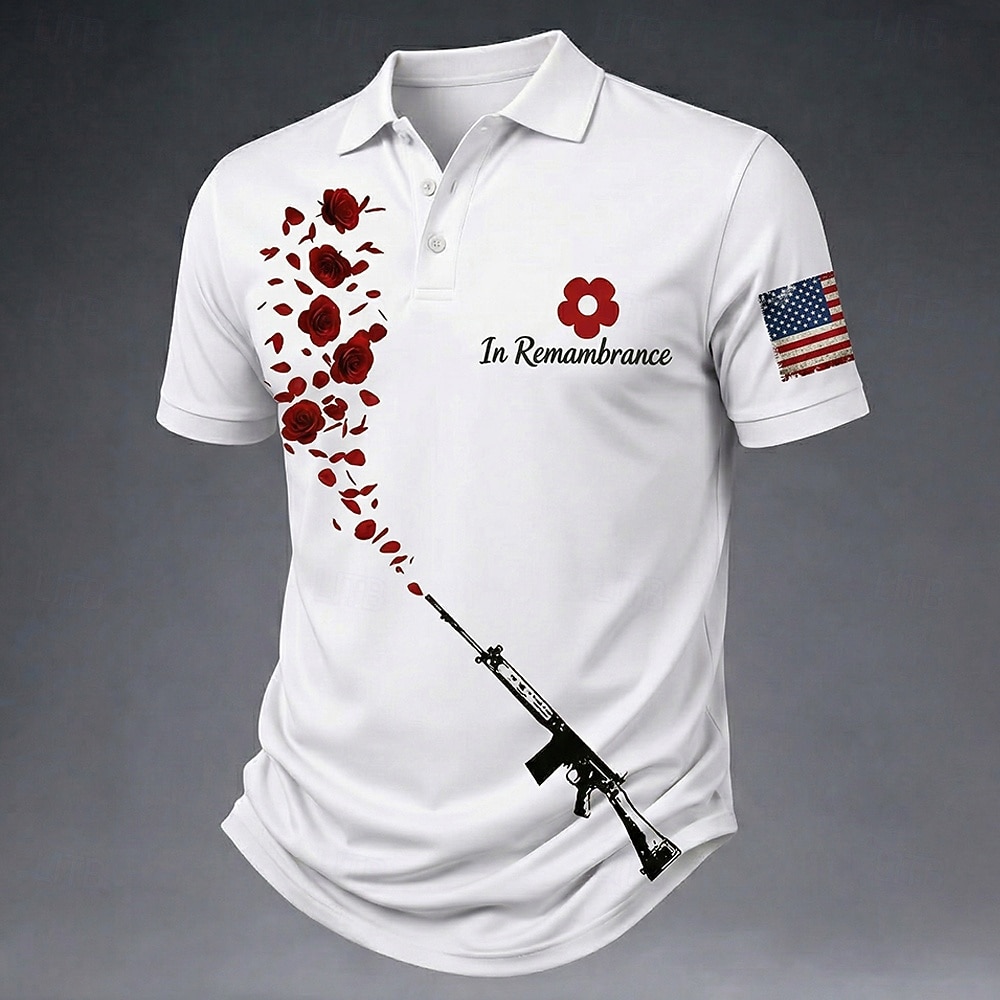 4 de julio de 2026, 250 aniversario Hombre Floral Camisetas polo Manga Corta Camisas de polo Camisas con cuello Casual Ropa Deportiva Impresión 3D Botones Malla Transpirable Verano Primavera Azul 2026 - $22.99 –P1