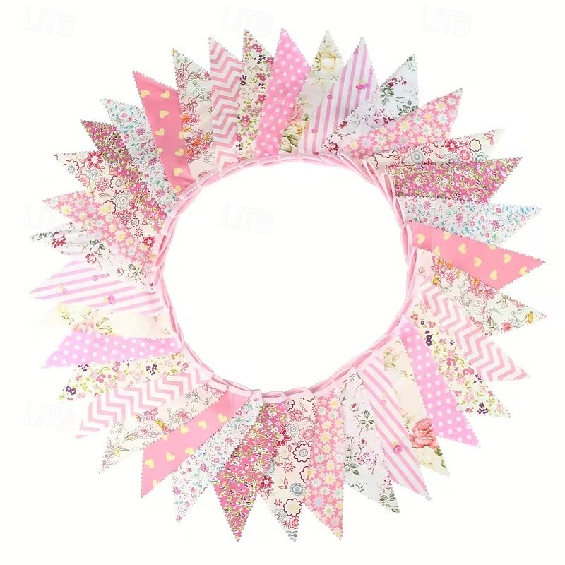 Bandeirinhas de tecido floral estilo campestre de 10m/393,7 polegadas, bandeirinhas de cordão para pendurar em ambientes internos e externos, bandeirinhas de puxar com estampa floral vintage para de 2026 por $24.99 –P11