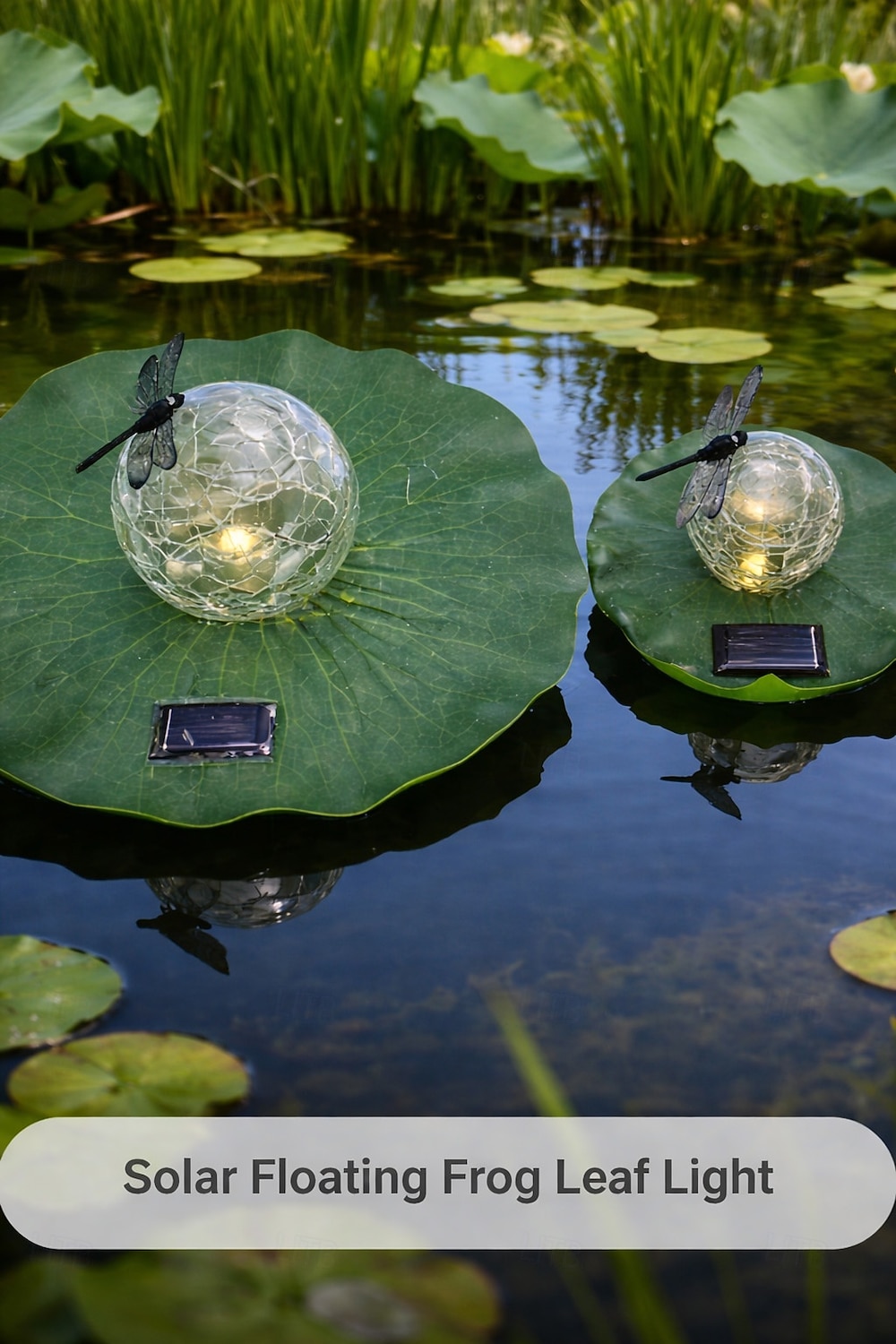1 Pc Outdoor Solar Waterproof Lily Pad Dragonfly LED Floating Crackle Glass Sphere Light for Pool, Pond, Fountain, Aquarium – Decorative Landscape Lighting 2026 - $14.49 –P5