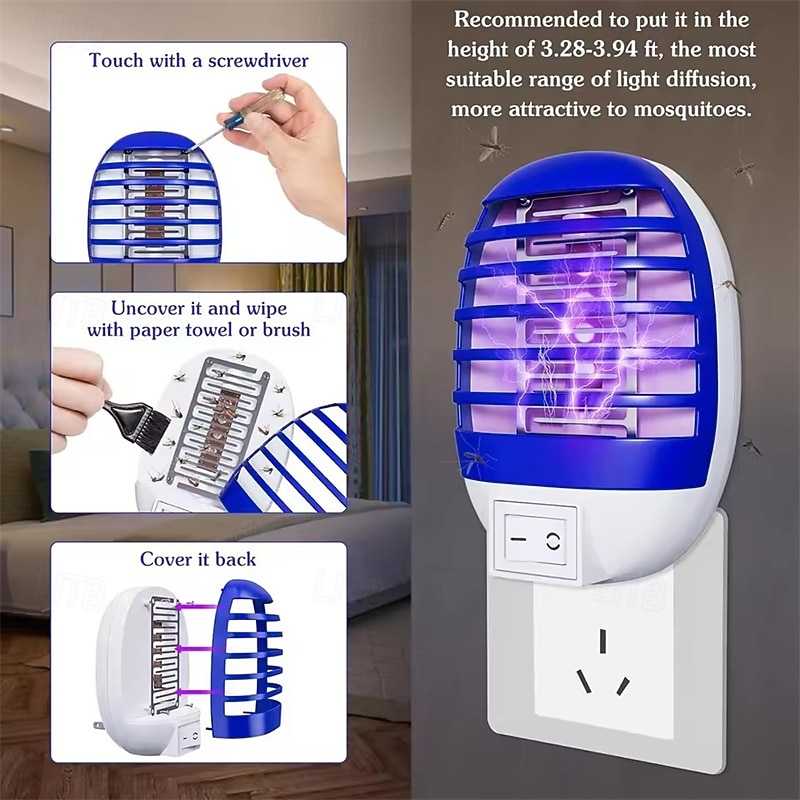 4 Pcs Electric Bug Zapper Indoor, Plug-in Mosquito Killer with UV Light, Fly Trap for House, Effective Against Fruit Flies Gnats Moths Ants Midges, Quiet & Safe for Kitchen, Cleaning Brush Included 2026 - $19.99 –P6