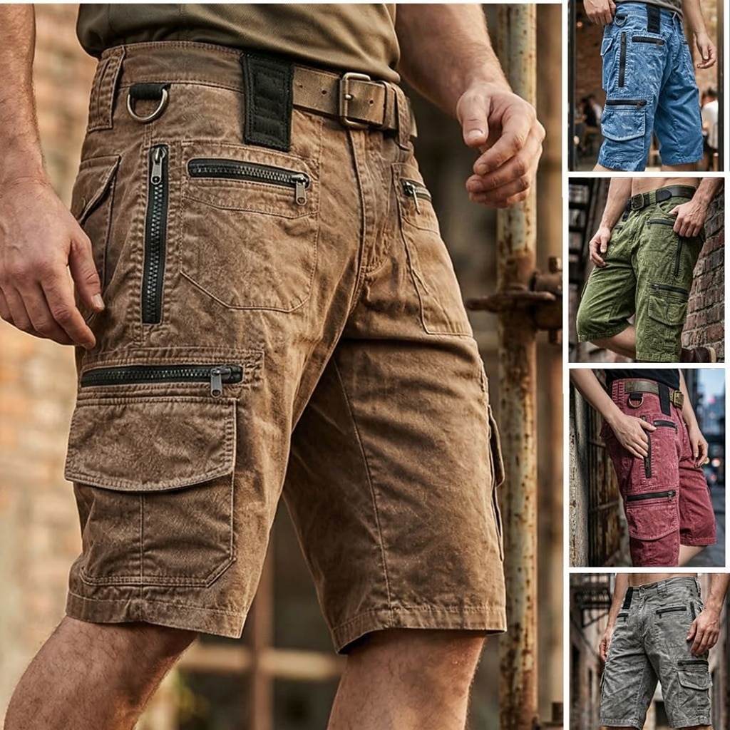 Hombre Pantalones tipo cargo Pantalón Corto Cargo Pantalón corto Pantalones cortos casuales Multi bolsillo Bolsillo con solapa Plano Comodidad Transpirable Medio corto Casual Exterior Vacaciones 2026 - $53.99 –P1