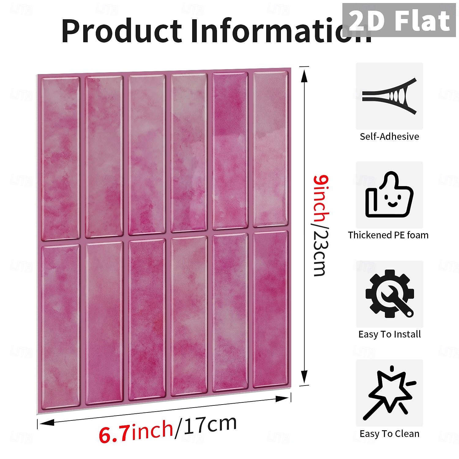 10PCS 17x23cm Peel and Stick Thick Pink Purple Mosaic Pattern PVC Wall Stickers, American Vintage Style Self-Adhesive Removable Wallpaper for Renters, for Bedroom Bathroom Cabinet, Easy to Install 2026 - $32.99 –P2
