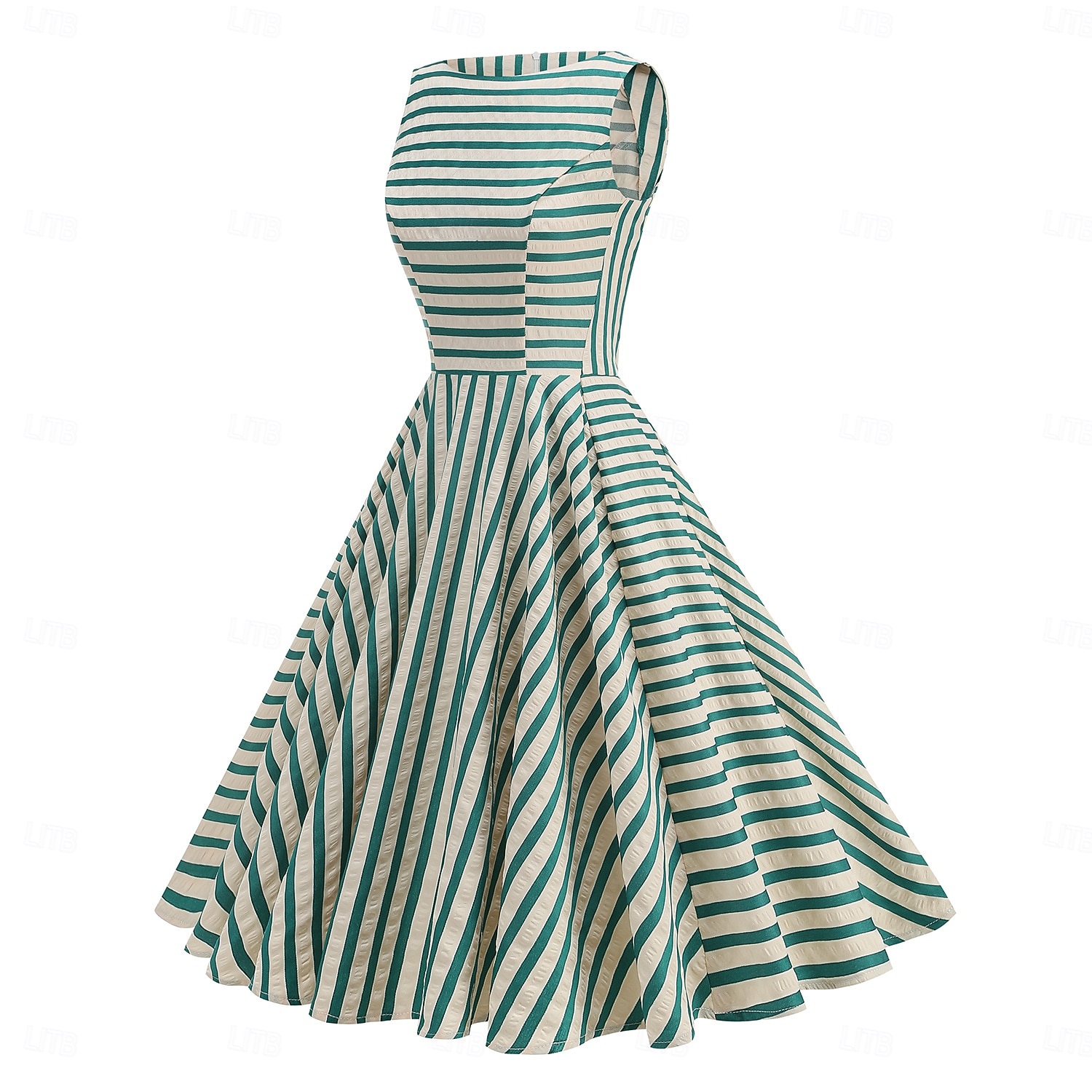 1950s Retro Vintage Midi Dress Swing Dress Flare Dress Sleeveless Striped Fit & Flare Swing Round Neck Fancy Dress Women's Carnival Casual Party Dailywear Adults' Dress Spring & Summer 2026 - $47.99 –P2