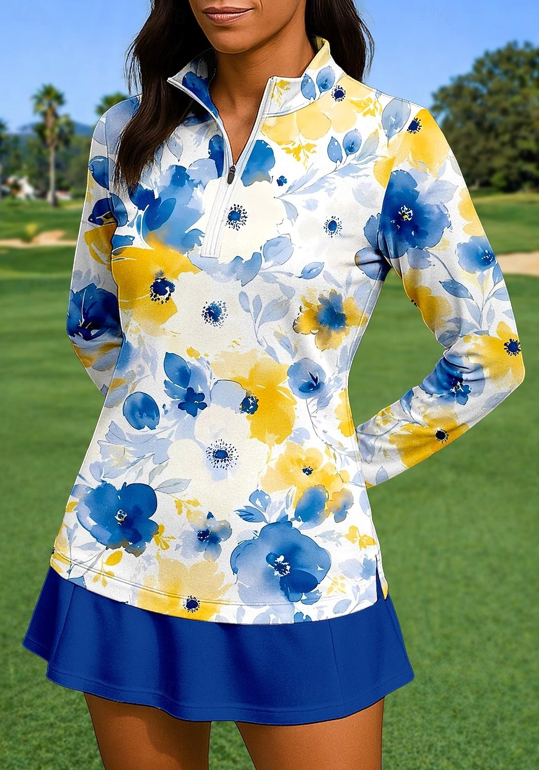 Mulheres Floral Abstrato Tops Camisa Esportiva Camisa de tênis Top de tênis Manga Longa Zíper Floral UPF50+ Resistente a UV Elasticidade Alta Pavio Humido Respirável Voleibal Tênis Golfe Gola Alta de 2026 por $22.99 –P2