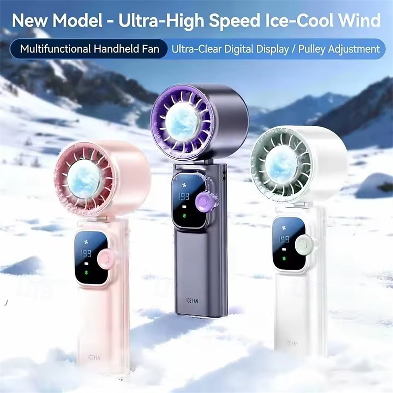 2026年 冷風を送るハンディファン、199段階の風量調節が可能なポータブルミニファン（LEDディスプレイ付き）、折りたたみ式USB充電式小型ファン（旅行、スポーツ、キャンプに最適）、高速パーソナル冷却  コレクション – $27.99 –P1