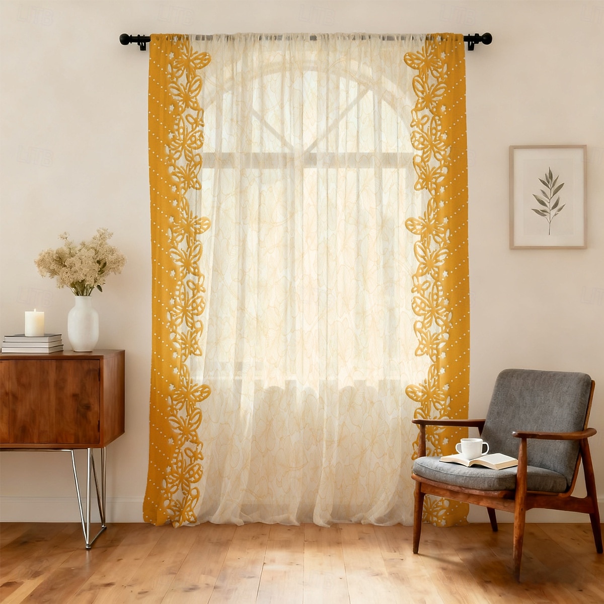 Tenda trasparente per finestre, adatta a tutte le stagioni, per camera da letto e soggiorno, con asta, motivo floreale dipinto a inchiostro, effetto morbido e nebbioso, elegante e leggera. del 2026 a $14.49 –P14