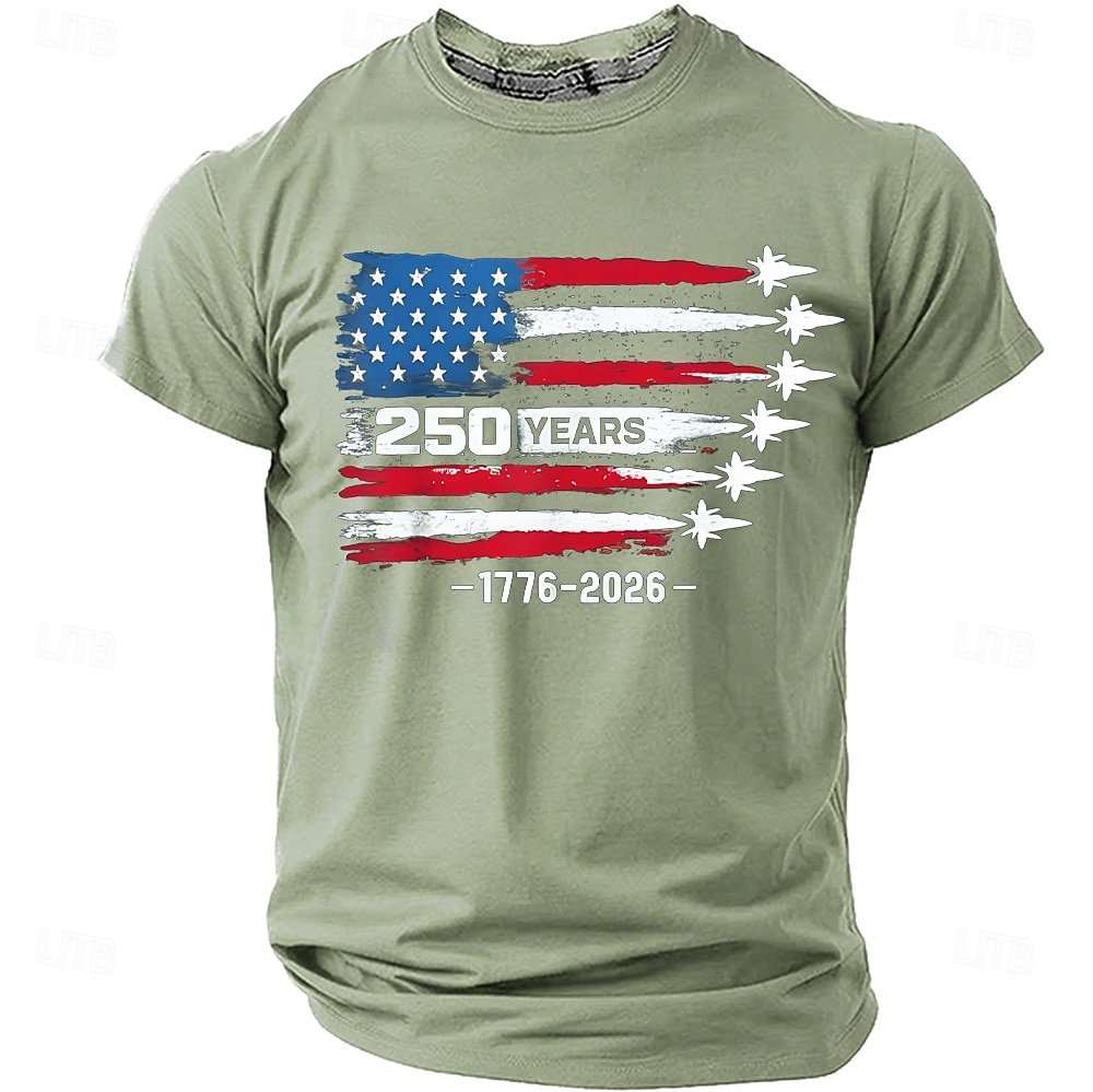 4 juli 2026 250:e Herr Amerikanska amerikanska flaggan Rolig Slang T-shirt Kortärmad T-shirt 3D-tryck Rund hals Skjorta Mode Dagligen Dagligen Gata Blå Ljusblå Grapefruktljung Sommar Vår Kläder S M L 2026 - $19.99 –P6