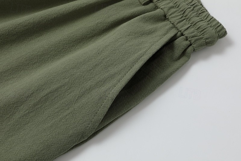 Férfi Vászon nadrág Nyári nadrág Strand nadrág Zsinór Zseb Rugalmas derék Sima Mokaszinok Légáteresztő Napi Tengerpart Vakáció Szabadság Hawaii Fekete Fehér Nem elasztikus 2026 - $25.99 –P6