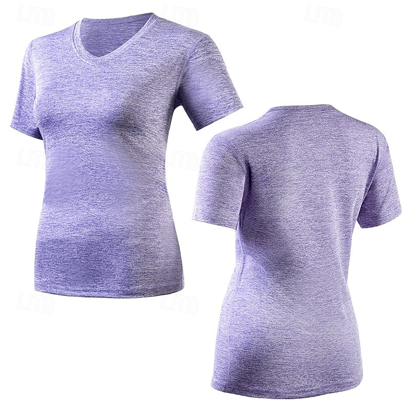 Women's Solid Colored Running T-Shirt Running Top Running Shirt Summer Spring Short Sleeve Quick Dry Lightweight Elastic Breathable Tennis Golf Black Pink Purple Sportswear Activewear 2026 - $14.99 –P2
