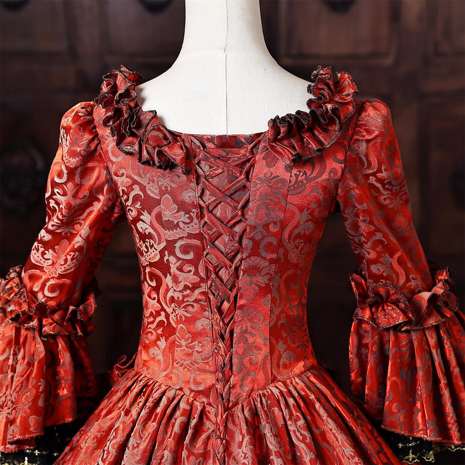 Rococo Baroque Ball Gown Floor Length Dress Ball Gown Long Sleeves Princess Bridal Sequins Floral Ball Gown Square Neck Fancy Dress Women's Royal Halloween Carnival Masquerade Prom Tea Party Party 2026 - $257.19 –P7