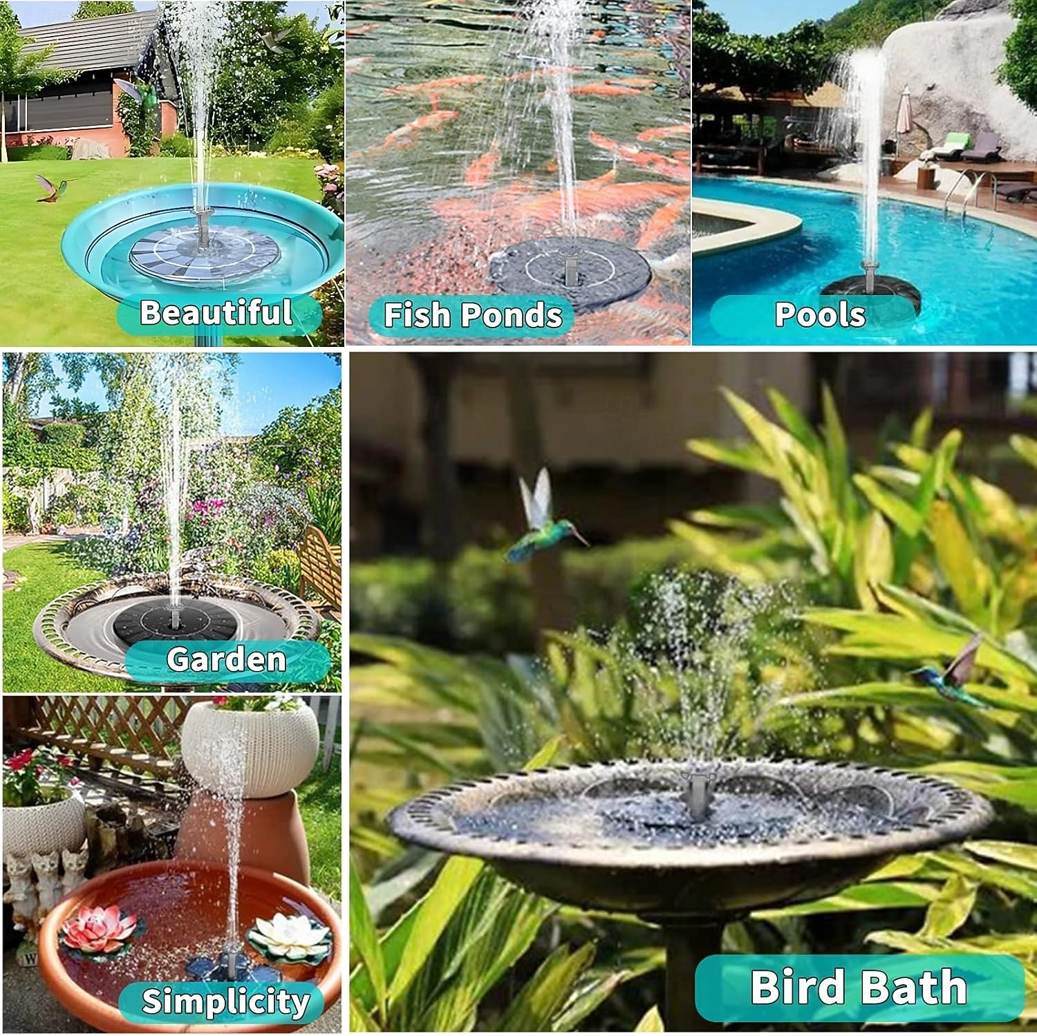 Pompe solaire pour fontaine, abreuvoir à oiseaux, jardin, bassin &Décoration extérieure, lumières LED colorées, panneau en verre amélioré, petite fontaine à eau pour aquarium & piscine de 2026 ? $48.67 –P4