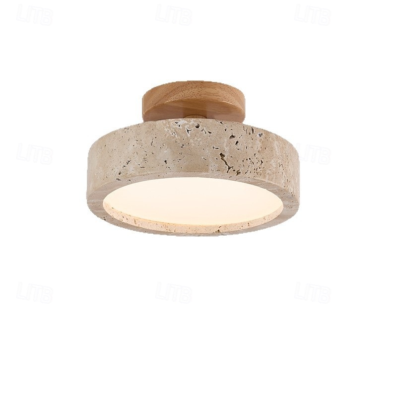 armatuur Japanse wabi-sabi 1 lichtpunt E26 natuurlijk geel travertin plafondlamp Scandinavische crème stijl massief houten voet plafondlampen b &b entreehal gangpad ingang balkon plafondverlichting 2026 - $175.99 –P4