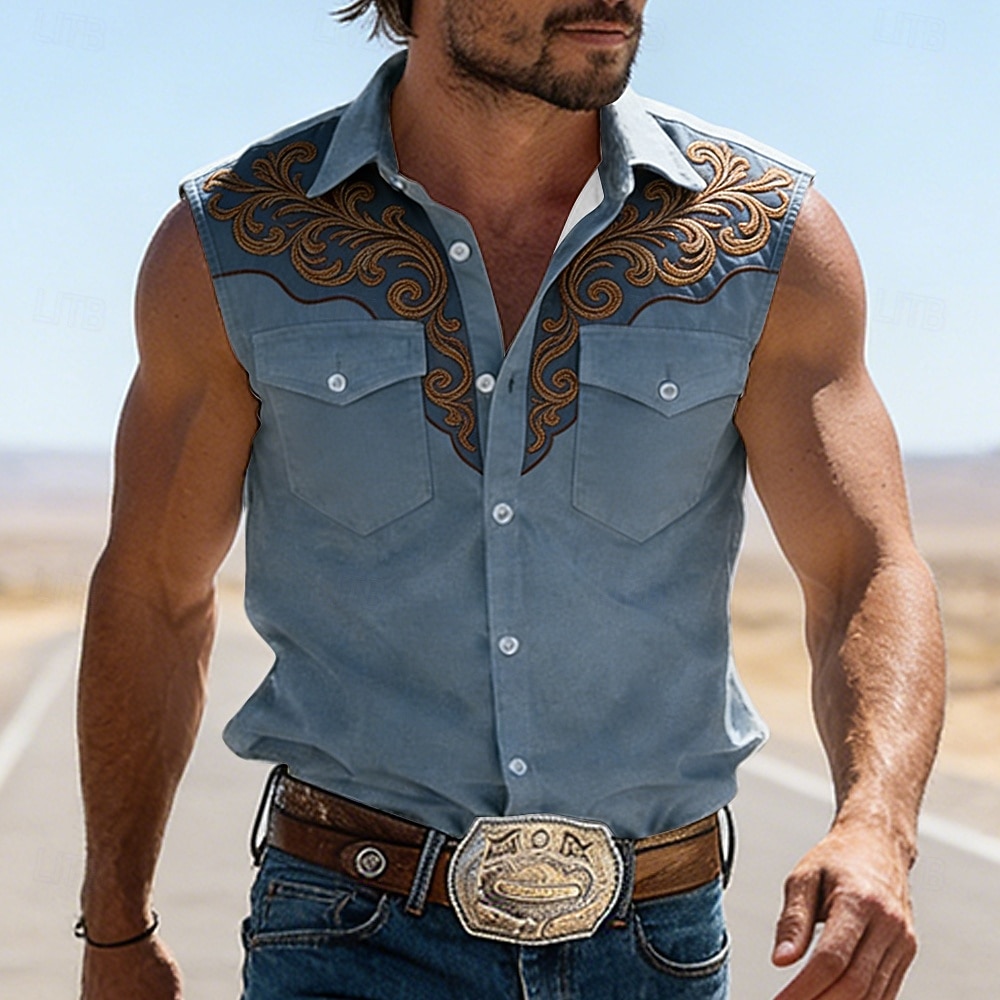 Ανδρικά Φλοράλ Πεπαλαιωμένο Δυτικό πουκάμισο Πουκάμισο καουμπόη Αμάνικο πουκάμισο Αμάνικο δυτικό στυλ ΕΞΩΤΕΡΙΚΟΥ ΧΩΡΟΥ Δουλειά Αιτιώδης συνάφεια Καλοκαίρι Άνοιξη Απορρίπτω 3D 2026 - $25.99 –P3